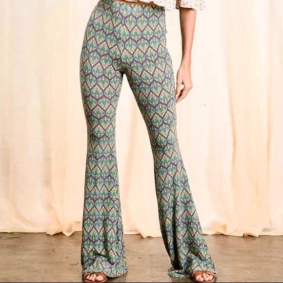 BOHO RETRO BELL BOTTOM LEG PANTS - Picture 6 of 10